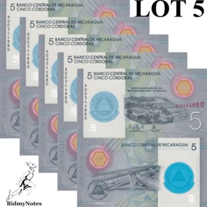 Nicaragua 5 Córdobas 2019 P 219 Polymer Commemorative UNC 1/20 Bundle LOT 5 pcs - Picture 1 of 1
