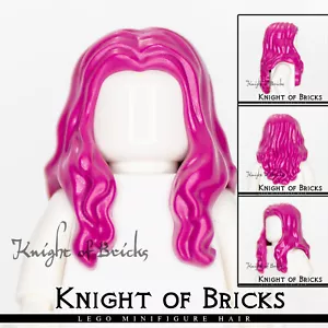 LEGO Minifigure Capelli MAGENTA 95225 Femmina Lunga Ondulata Parte Centrale - Foto 1 di 6