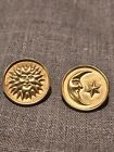 Vintage Anne Klein Statement earrings matte Gold Sun and Moon face celestial...