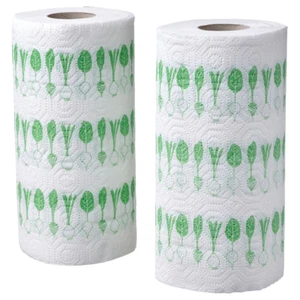 Kitchen Roll Bright Green White Patterned Absorbent Paper Towel Cleaning Wipes - Foto 1 di 6