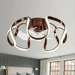 Oaks Aura 20" Low Profile Flush Mount Ceiling Fan, 6 Speeds & 3 Color Light - Picture 1 of 7