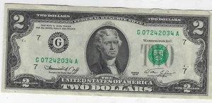 US $2 JEFFERSON BILL CIRCULATED SERIES 1976 CRISP - Picture 1 of 2