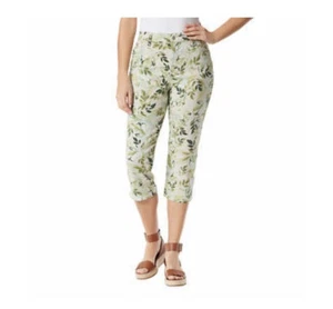 Gloria Vanderbilt Printed Amanda Capri Pants, Green/14 - Picture 1 of 3