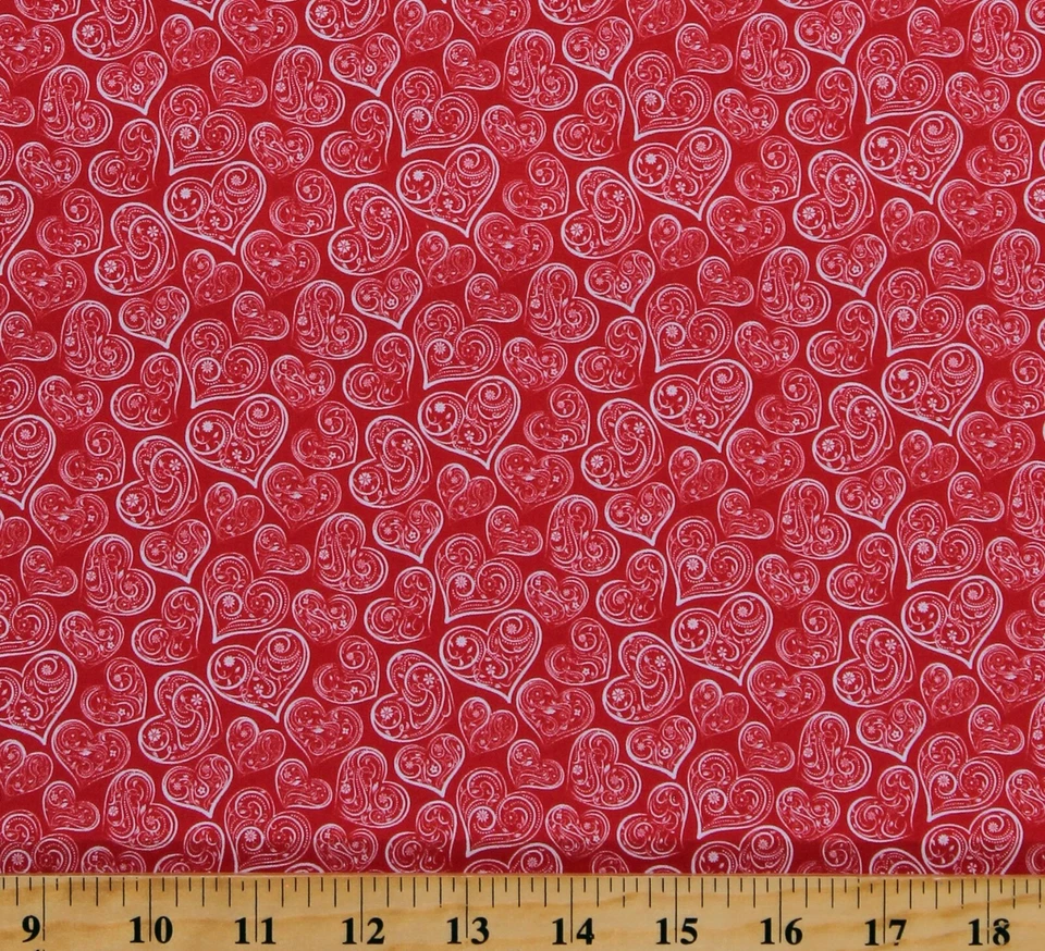 Algodón Corazones Día de San Valentín Amor Rojo Tela Algodón Estampado por Yarda D369.35 Foto 1 de 1