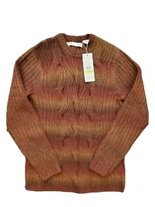 Perry Ellis Men M Rust Brown Braided Knit Front Pullover Sweater Retail $98 - Picture 1 of 6