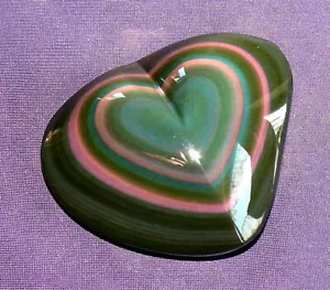Regenbogen-Obsidian poliert, Mexico, Herz, 84,1g 69x54x18mm Heilstein - Bild 1 von 10