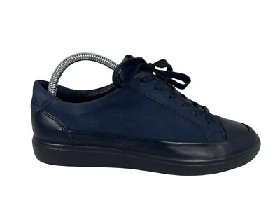 ECCO Soft 7 Zapatos Mujer Cuero Azul Parte Superior Baja Zapatillas con Cordones EE. UU. 8 8,5 UE 39 Foto 1 de 4
