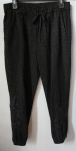 Johnny Was Workshop Black Floral Embroidered Pant Joggers elastic waist Sz Small - Picture 1 of 13