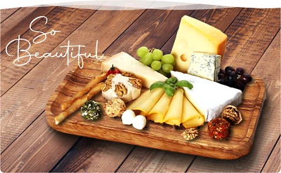 11.8 Inch Solid Acacia Wood Serving Platters and Trays Set of 3 Highly Durable - Image 1 of 4