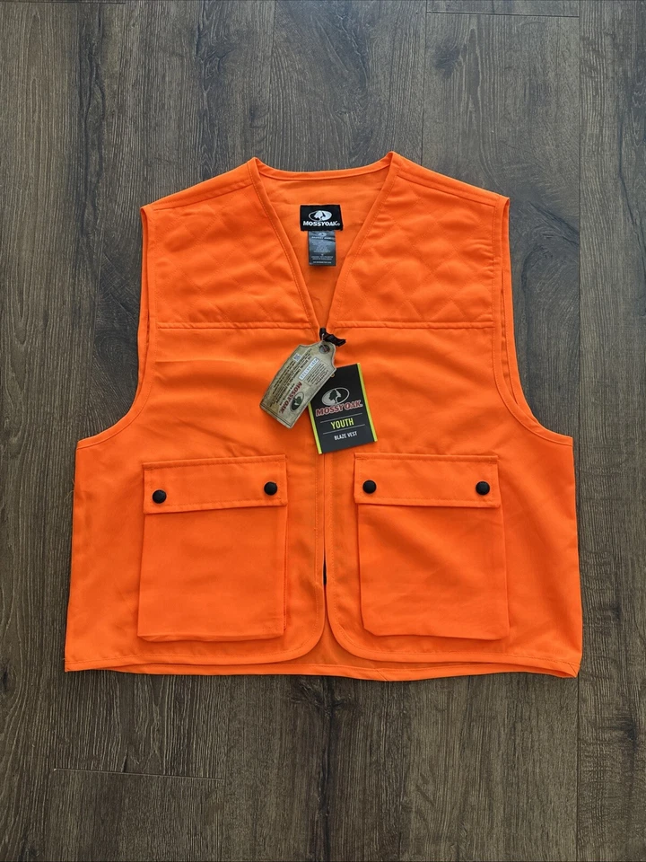 Mossy Oak YOUTH (18) BLAZE ORANGE UPLAND BIRDHUNTING VEST DEER HUNT - Image 1 of 3