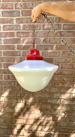 Vintage 16" Diameter Large School House Milk Glass Light Fixture - Farmhouse Cover