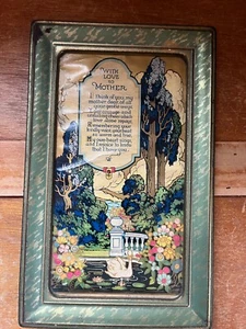 Vintage Mit Liebe zur Mutter Spruch mit lebendigen Bäumen Blumen Kunsthandwerk Druck - Bild 1 von 12