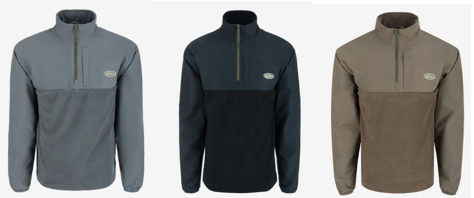DRAKE 1/4 ZIP REFUGE EQWADER PULLOVER JACKETS  DW7355 Black Gray Brown - Image 1 of 1
