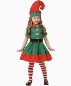 Santa Little Helper, Little Girl Elf Costume Dress Size 4-5 - Picture 1 of 7