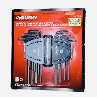 Husky Hex Key Set SAE Metric Long Arm 26 Piece Alloy Steel Hand Tool HLAHKSM26PC - Image 1 of 3