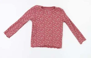 NEXT Girls Pink Animal Print 100% Cotton Basic T-Shirt Size 12 Months Crew Neck - Picture 1 of 12