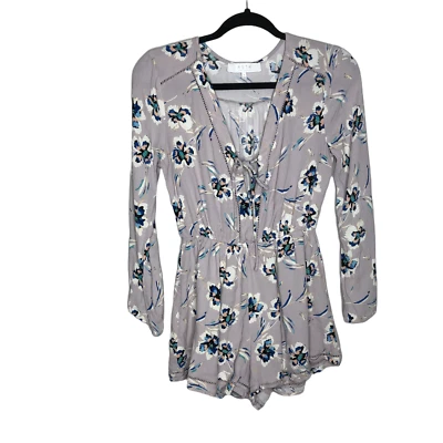 Mameluco para mujer ASTR the Label púrpura talla pequeña estampado floral forrado manga larga Foto 1 de 4