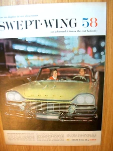 1958 58 Dodge large mag color car ad- "Swept-wing 58" - Picture 1 of 1