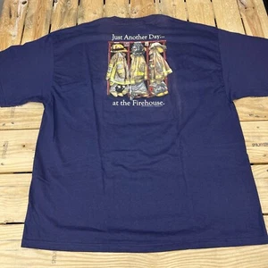Vtg Y2K New Old Stock "Another Day at the Firehouse" Graphic T-Shirt Men's 2XL - Picture 1 of 7