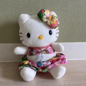 Peluche Sanrio Hello Kitty 2002 Hawaii Hibiscus raro retro usado pequeño - Imagen 1 de 10