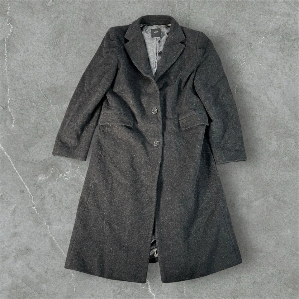 J. Crew Topcoat Mens Medium Black Wool Overcoat Trench Business Casual Pea - Image 1 of 4