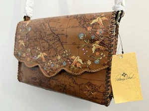 Patricia Nash Floral Map Birds Leather Side Stitch Adjustable Shoulder Bag NWT - Picture 1 of 8