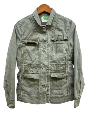 Anthropologie Jacket 6 Tabitha Military Ruffle Green Wool Blend  Button Front  - Image 1 of 4