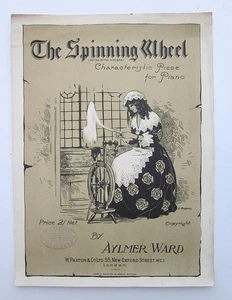 1922 Spinnrad antikes Notenblatt Aylmer Ward charakteristisches Klavierstück - Bild 1 von 4