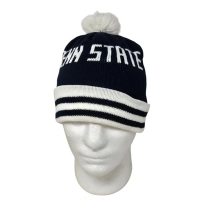 Vtg 90s Penn State Nittany Lions Pom Pom Beanie Winter Ski Hat PSU Spellout  - Image 1 of 4