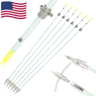 Flechas luminosas de fibra de vidro 30 pol. pesca com arco pontas de flechas caça com arco e flecha - Imagem 1 de 4