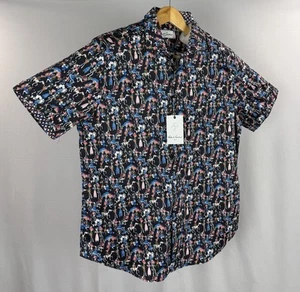 Camisa con botones Robert Graham para hombre XL Día de Muertos vibrante obra de arte puño abatible - Imagen 1 de 12