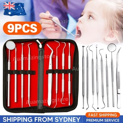 9PCS Dental Tool Kit Teeth Hygiene Picks Mirror Scaler Calculus Plaque Remover - image 1 of 4