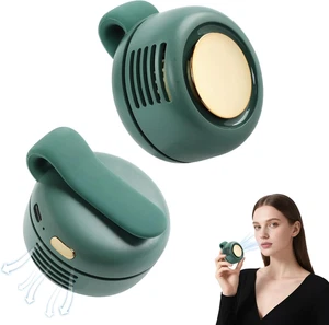 Mini Clip Fan – Silent Bladeless Portable Fan for Shirt/Waist, 3 Speeds (Green) - Picture 1 of 11