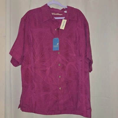 NWT Caribbean Roundtree Yorke 2XB Bright Berry  S/S Modal Shirt Cruise Tropical - Image 1 of 4