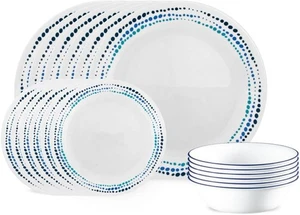 Corelle 18-Piece Ocean Blue Glass Dinnerware Set Service for 6 - Picture 1 of 2