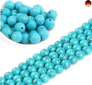 Perlin 1 Strang Türkis Rund 8mm Halbedelsteine Perlen Halbedelstein Edelsteine - Bild 1 von 2