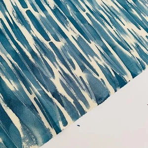 Blue Water #G 14x18 Vintage Wa x Dyed Japaense Kimono Silk Fabric RU5 - Picture 1 of 7