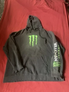 Vintage Monster Energy Sweatshirt Hoodie Y2K XL Black Pullover Racing Skater - Picture 1 of 9