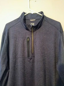 Cutter & Buck 1/4 Zip Shirt XL Navy Blue UPF 50+ High Neck Poly Golf Walking - Picture 1 of 10