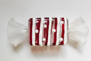 NEW 8" Hard Plastic Candy Ornament Red/White With Stripes  - Picture 1 of 7