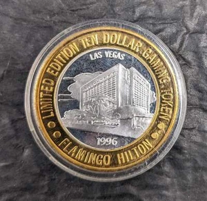 1996 Flamingo Hilton Las Vegas 0,999 Feinsilber 10 Dollar Gaming Token - Bild 1 von 4