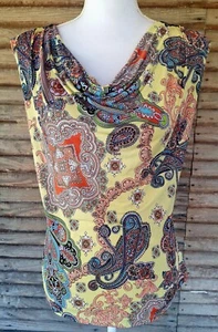 Camiseta sin mangas Jennie & Marlis para mujer amarilla cachemira capucha cuello talla mediana pequeña - Imagen 1 de 5