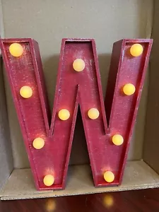 Letter Lighted Sign, Light Up Alphabet Letter 10" High Wooden RED Letter W - Picture 1 of 3