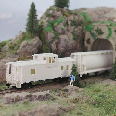 2 Units Evemodel HO Scale 1:87 Unpainted Unassembled 36' Wide Vision Caboose DIY - Image 1 of 4