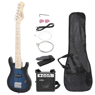 30" Blue Full Size Beginner Electric Guitar Set with Case Strap Capo Strings - Image 1 of 4