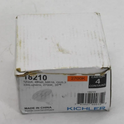 Kichler Contractor 35 Watt Equivalent MR16 Bi-Pin 35 Degree 12V LED Light 4 Pack - Image 1 of 4