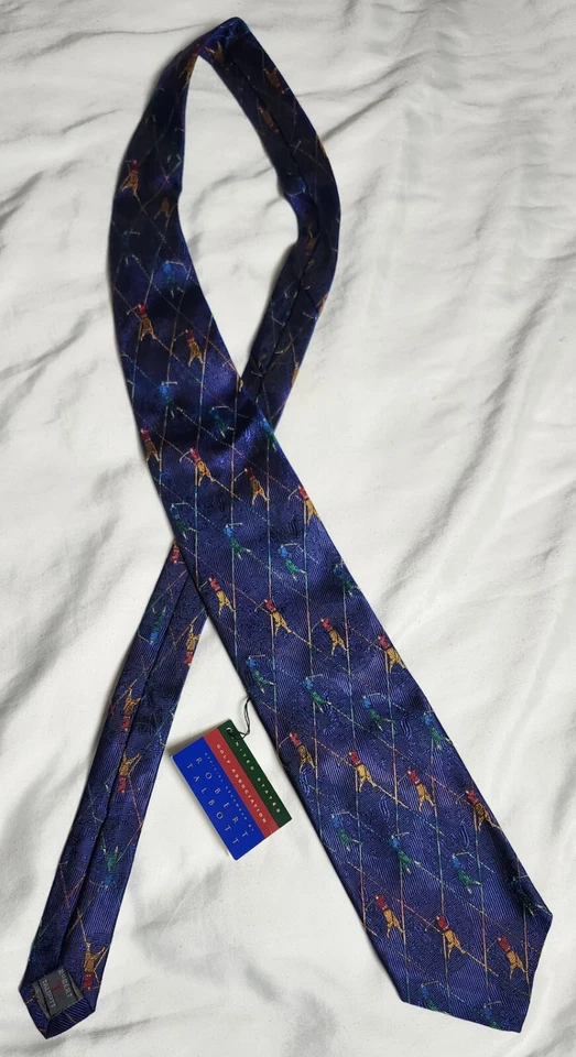 Corbata azul Robert Talbott cosida a mano seda a cuadros jugador de golf hecha en EE. UU. USGA Foto 1 de 4