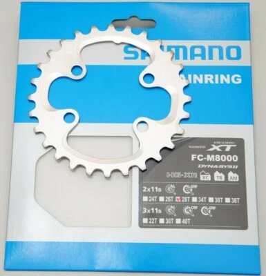 Corona SHIMANO XT 28T BD FC-M8000 ( 38x28T ) CHAINRING SHIMANO XT 28T BD FC-M800 - Immagine 1 di 2