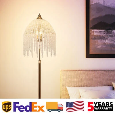63" 3 Light Crystal Floor Lamp LED Gold Vintage Waterfall Design for Living Room - Image 1 of 4