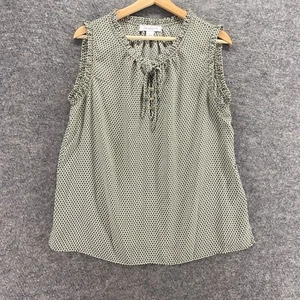 Liz Claiborne Blouse Women S Small Gray Geometric Sleeveless V-Neck Wide Strap - Picture 1 of 9